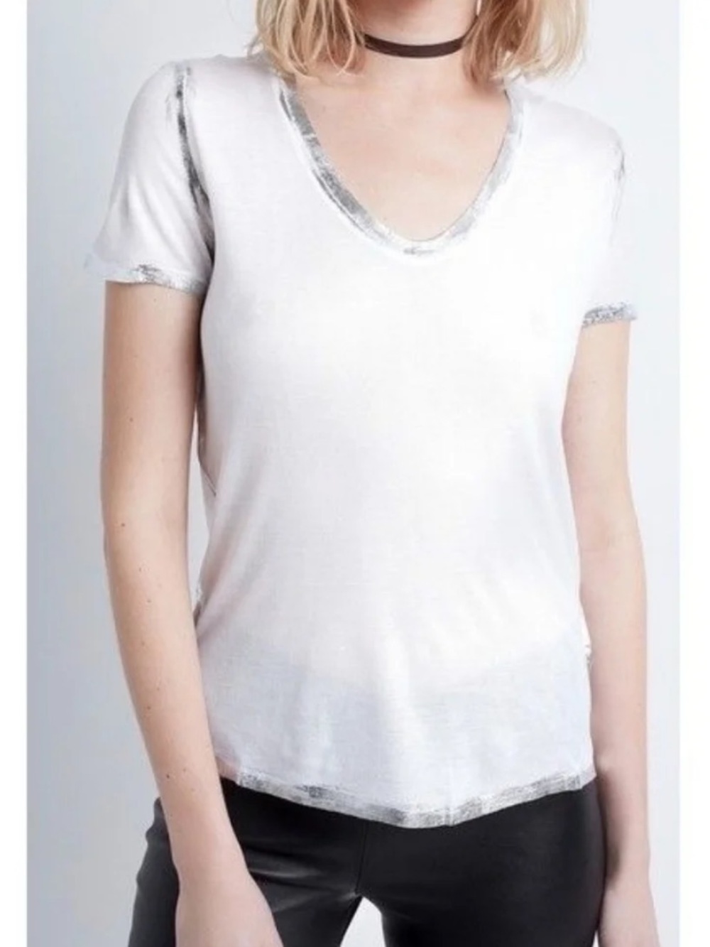 Zadig & Voltaire | Tino Foil T-Shirt In White/Silver size Small